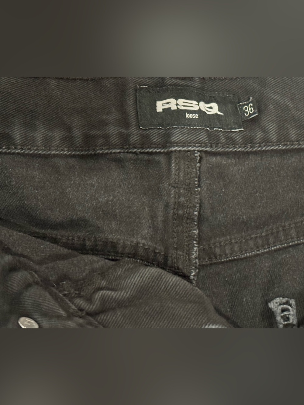 RSQ Loose Fit Men's Black Jean Shorts Sz 36